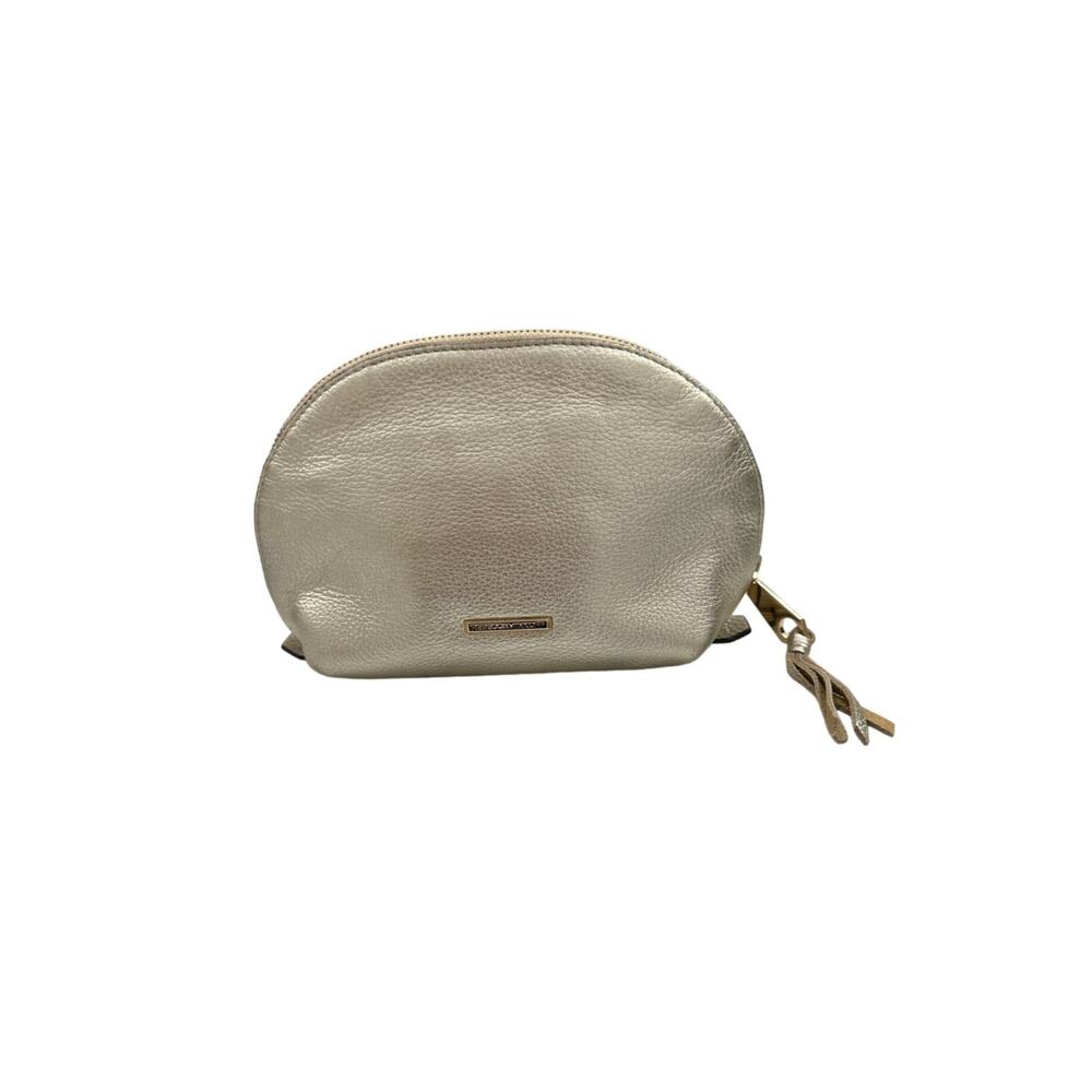 Rebecca Minkoff Gold Leather Zip Up Studded Gold Leather Cosmetic Bag